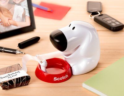 Scotch® Tischabroller im Hunde Design + Scotch® Magic™ unsichtbares Klebeband, 1 Rolle, 19 mm x 8.89m
