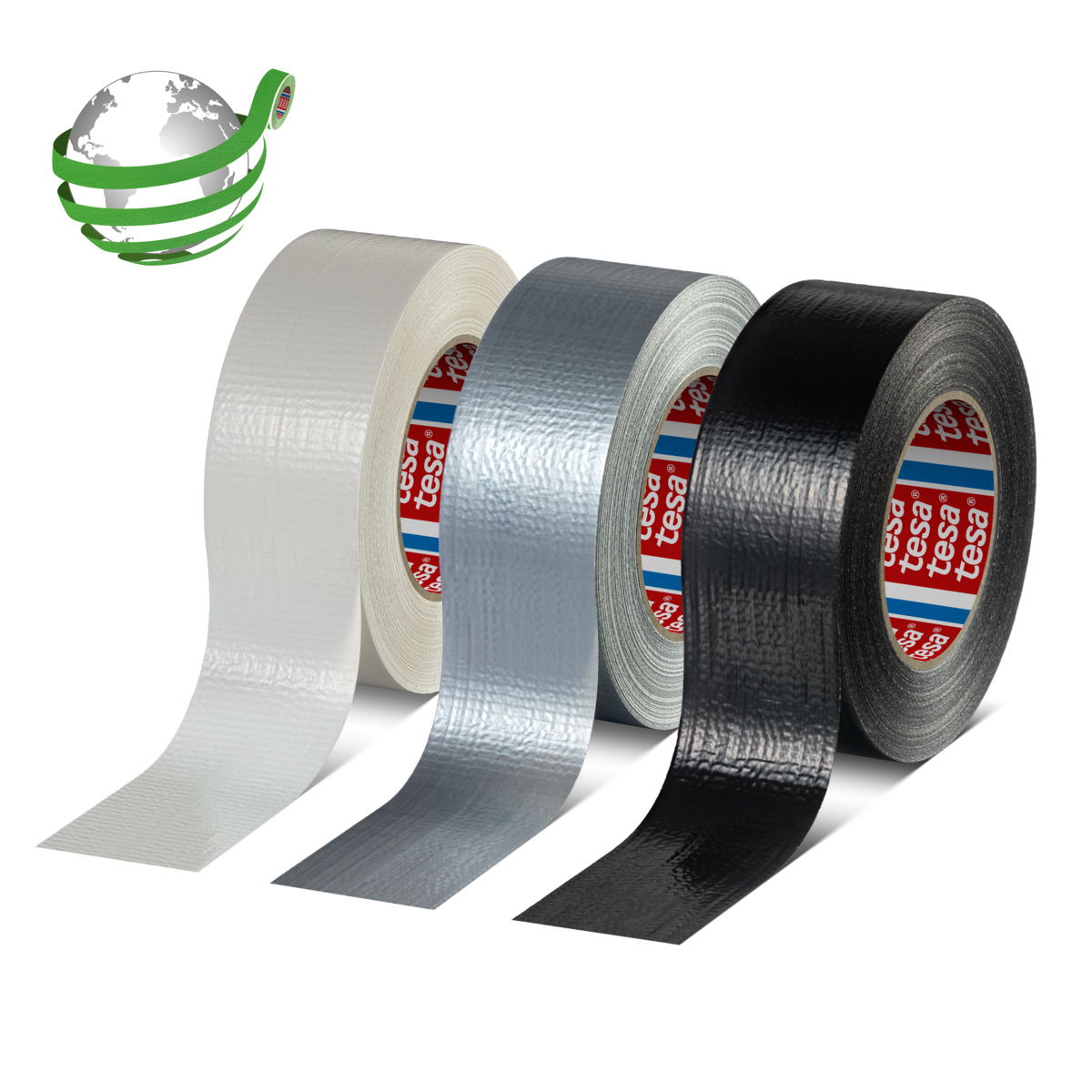 tesa 60462 Duct Tape mit recyceltem Träger, 50m x 50mm, weiß