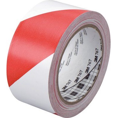 3M Absperrband Warnband Allzweck-Weich-PVC-Tape 767 i rot weiss schraffiert 50 mm x 33 m