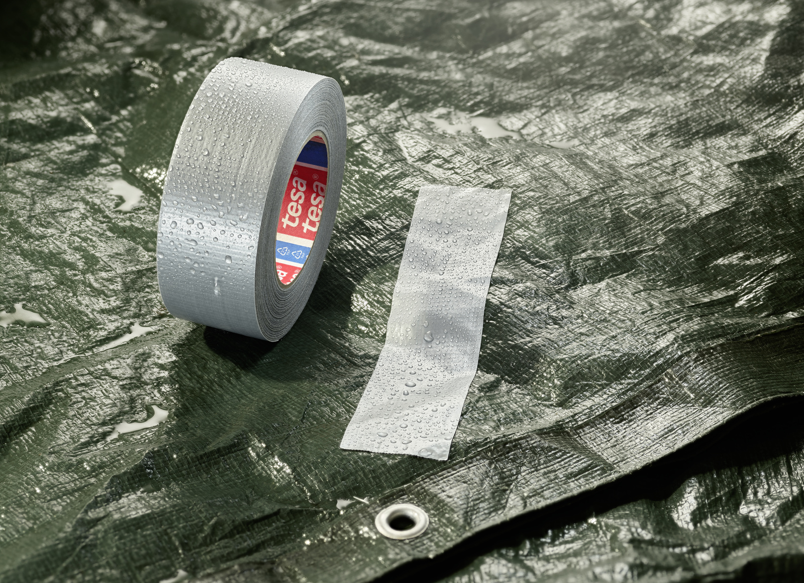 tesa 60462 Duct Tape mit recyceltem Träger, 50m x 38mm, silber-grau
