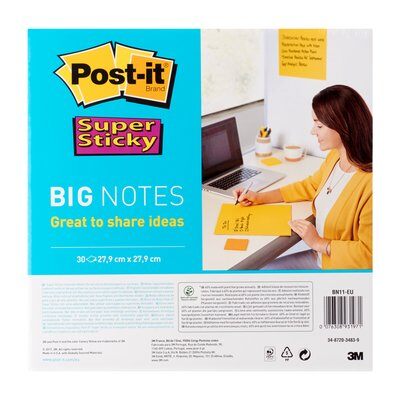 Post-it® Super Sticky Big Notes BN11-EU, gelb, 27.9 cm x 27.9 cm, 30 Blatt