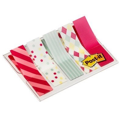 Post-it® Index Mini 684-CAN5, 5 x 20 durchgefärbte Haftstreifen im Etui, Candy Collection, 11,9 x 43,2 mm
