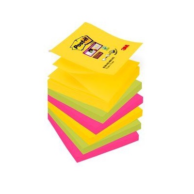 Post-it® Super Sticky Z-Notes R3306SR, 6 Blöcke á 90 Blatt, Rio de Janeiro Collection: ultragelb, -pink, neongrün, 76 x 76 mm, PEFC zertifiziert