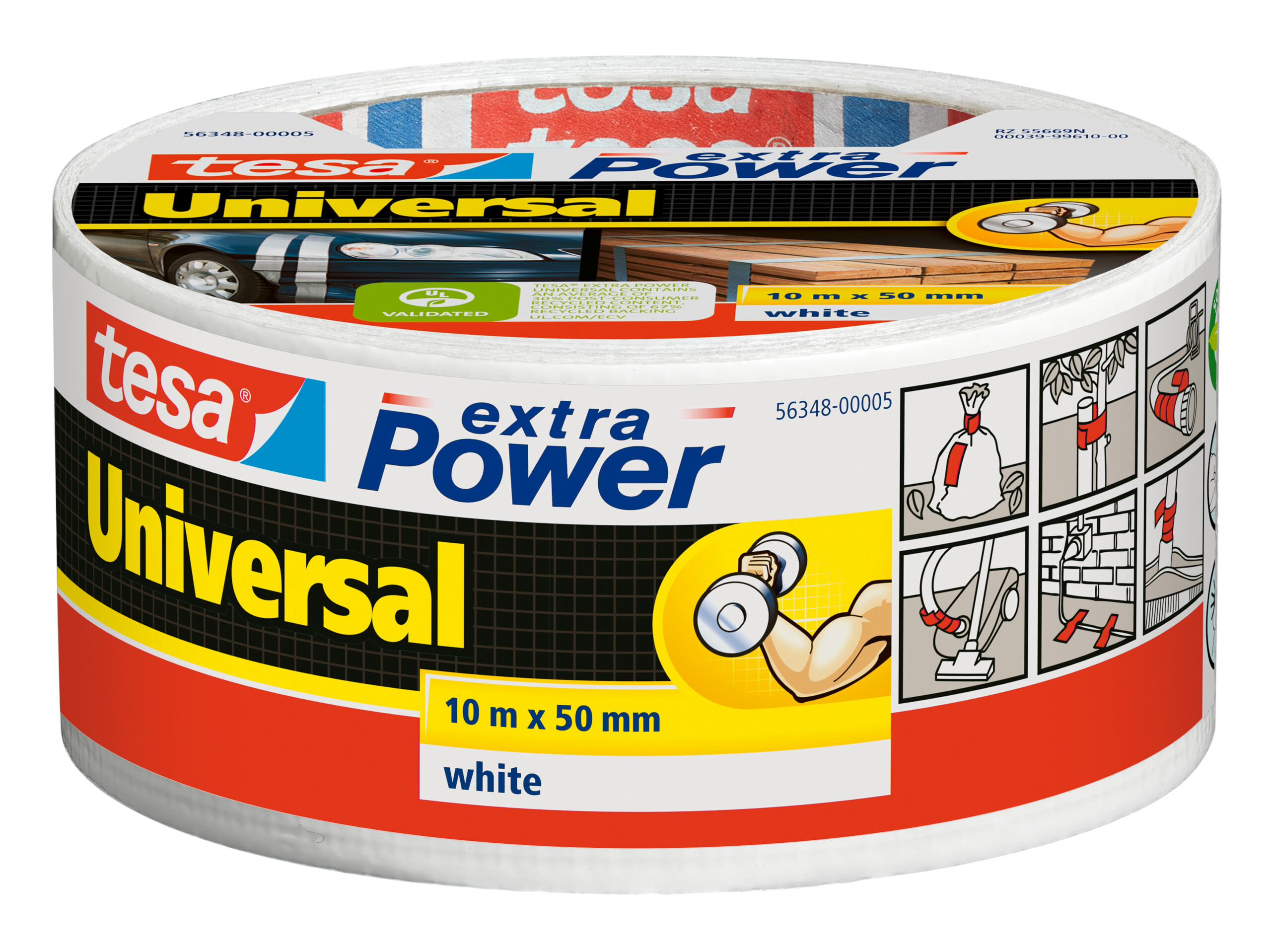 tesa 56348 extra Power Universal Eco, 10m x 50mm, weiß