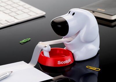 Scotch® Tischabroller im Hunde Design + Scotch® Magic™ unsichtbares Klebeband, 1 Rolle, 19 mm x 8.89m