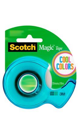 Scotch® Magic™ Unsichtbares Klebeband, 1 Rolle, 19 mm x 19 m + Cool Colours Abroller