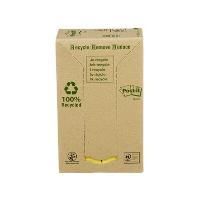 Post-it® Recycling Notes, Gelb, 38 x 51 mm, 24 Blöcke à 100 Blatt