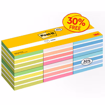  Post-it® Notes Würfel, Verschiedene Farben, 76 mm x 76 mm, 450 Blatt/Block, 6 Blöcke/Packung, 100% PEFC SGSCH-PEFC-COC-110078