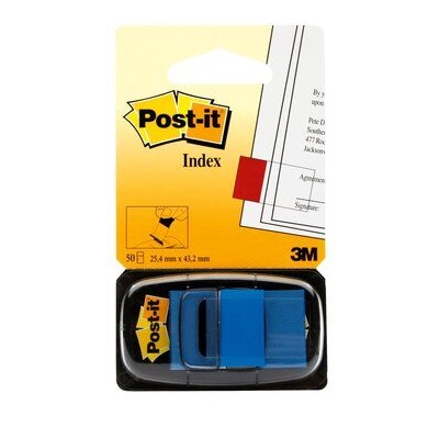 Post-it® Index I680-2, 25,4 x 43,2 mm, blau, 1 x 50 Haftstreifen im Spender