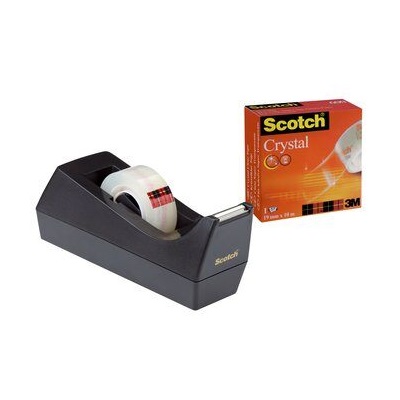 Scotch® Tischabroller 83980, 6,5 x 7 x 15 cm, schwarz, 1 Abroller, 1 Rolle Klebeband