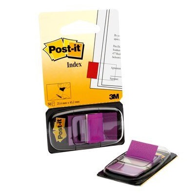 Post-it® Index I680-23, 25,4 x 43,2 mm, lila, 50 Haftstreifen im Spender