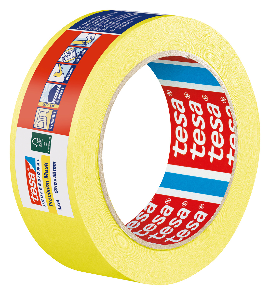 tesa Präzisionskrepp 4334, 50m x 38mm, gelb