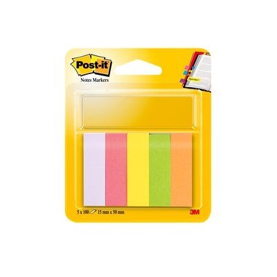 Post-it® Page Marker 670-5, 15 x 50 mm, neongelb, neongrün, neonorange, neonpink, violett, 5 x 100 Blatt