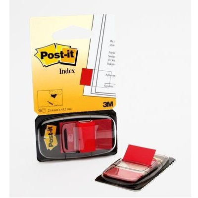 Post-it® Index I680-1, 25.4x 43.2mm, rot, 1 x 50 Haftstreifen im Spender