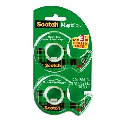 Scotch® Magic™ Unsichtbares Klebeband, 2 Rollen, 19 mm x 15,2 m + 1 Handabroller Scotch® Magic™ Unsichtbares Klebeband, 2 Rollen, 19 mm x 15,2 m + 1 Handabroller