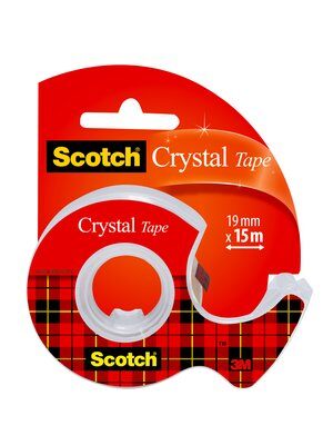 Scotch® Crystal Klebeband, 19 mm x 15 m, 1 Rolle + Handabroller