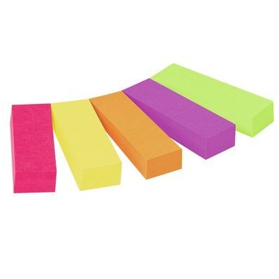 Post-it® Page Marker 670-5JA, 12,7 x 44,4 mm, mohnrot, neongrün, neonorange, ultragelb, 5 x 50 Blatt