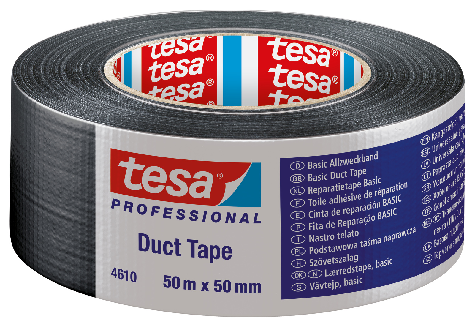 tesa Basic Duct Tape 4610, 50m x 50mm schwarz