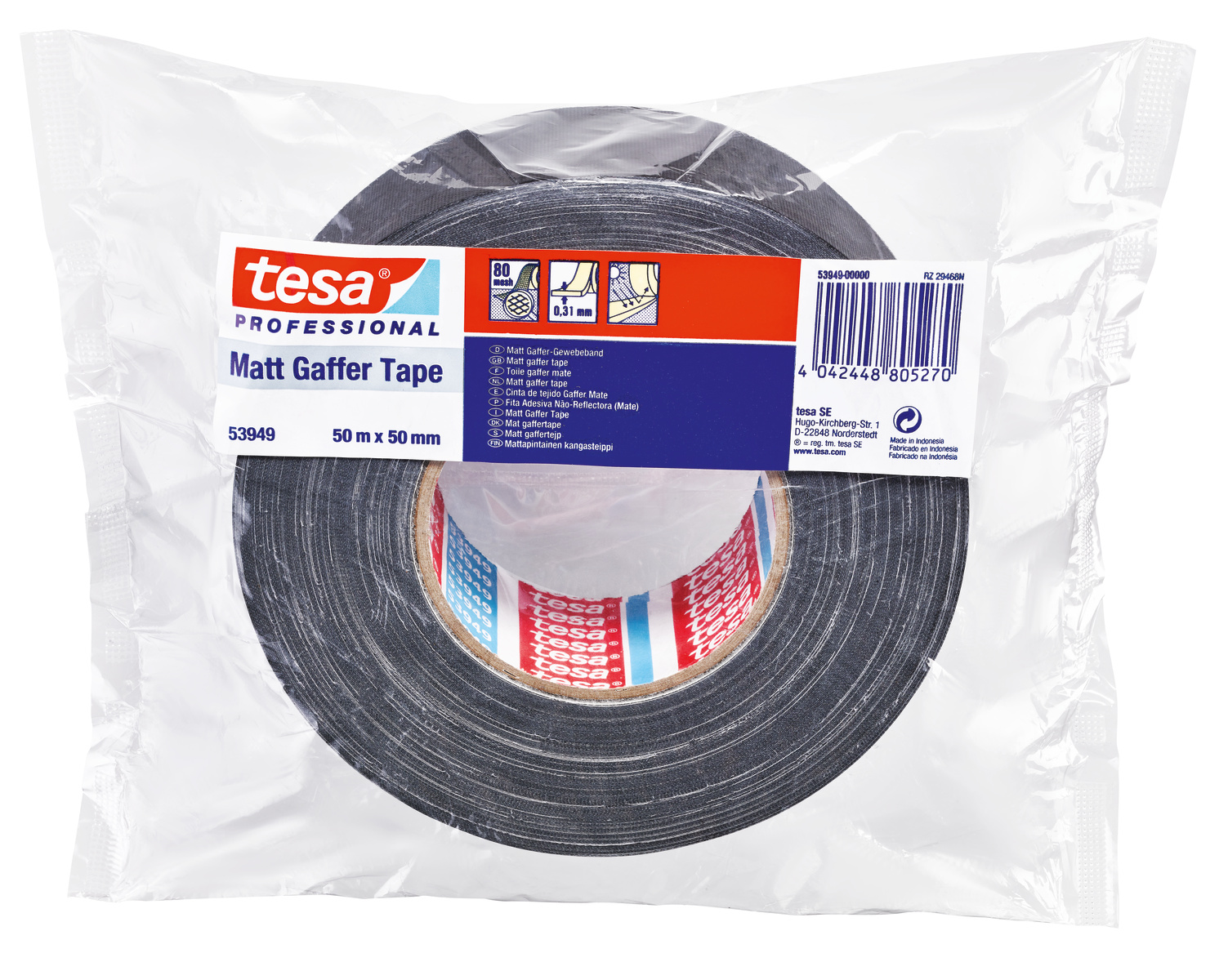 tesaband 53949 Matt Gaffer, 50m x 50mm, schwarz-matt