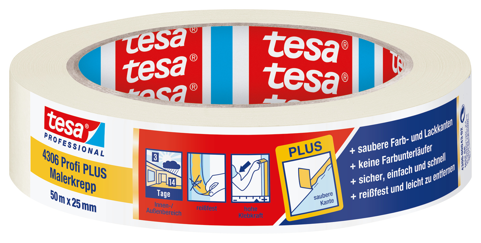 tesakrepp 4306 Premium, 25 mm hellbeige
