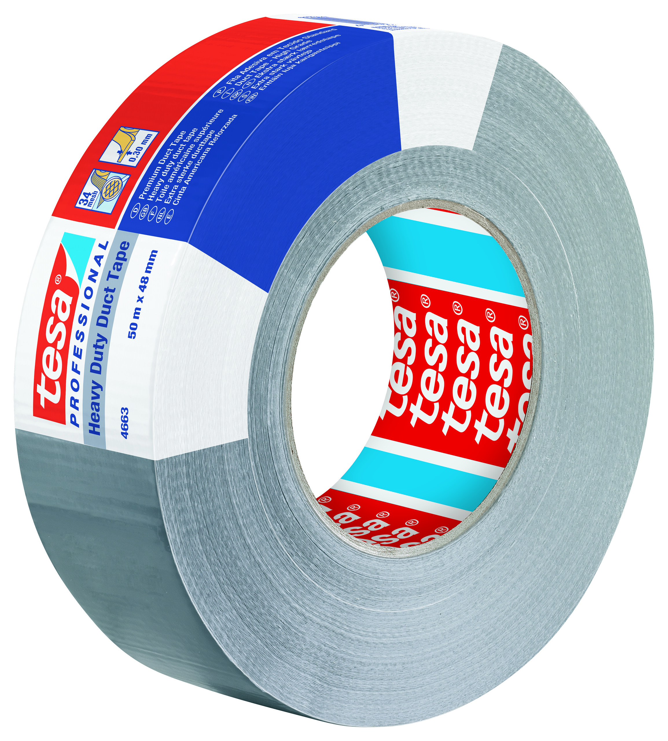 tesa duct tape 4663, 50m x 96mm, silber-matt Premium Steinband