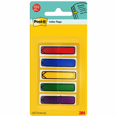 Post-it® Index Pfeile 684ARR1, 11.9x 43.2mm, blau, gelb, grün, lila, rot, 5 x 20 Haftstreifen