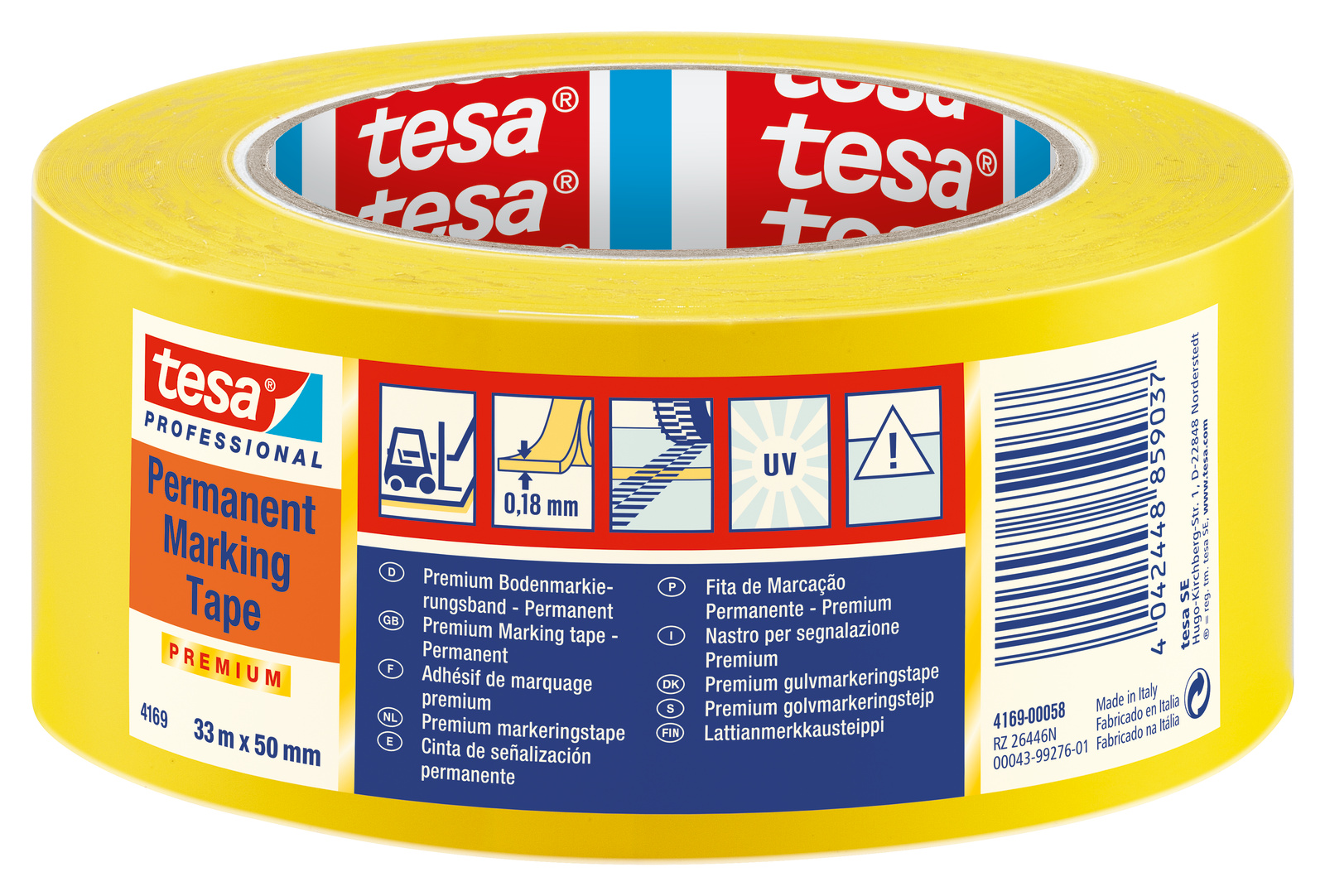 tesa 4169 Bodenmarkierung, 33m x 50mm, gelb