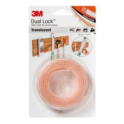 3M™ Dual Lock™ Flexibler Druckverschluss SJ3560, Transparent, 25 mm x 1.25 m, 5.7 mm, 40 Köpfe/cm², Außenbereich, Blister