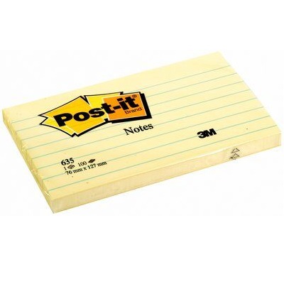 Post-it® Notes 635, 127 x 76 mm, gelb, 1 Block à 100 Blatt