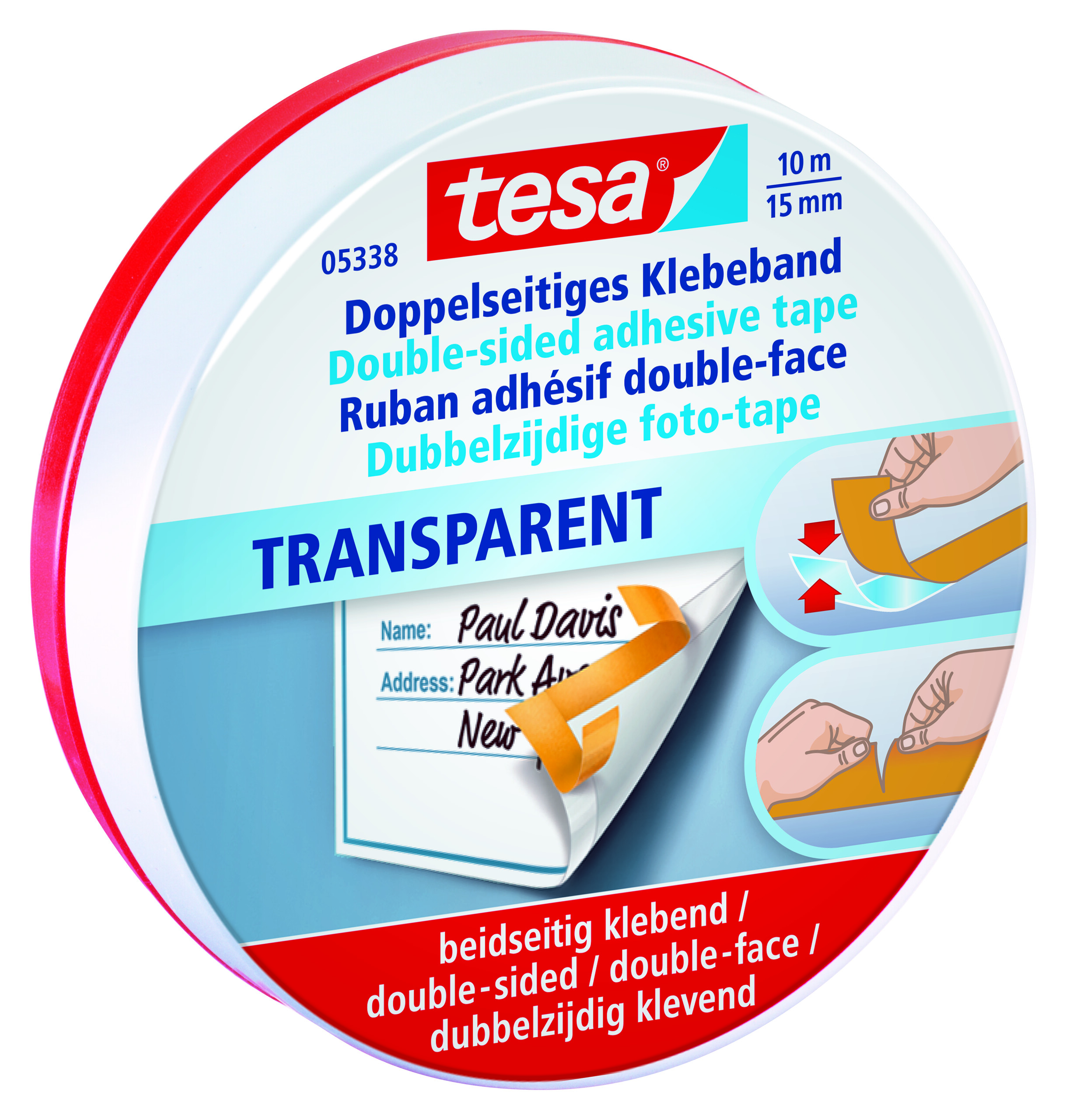 tesafix 5338 Fototape, in hochwertiger Metalldose, 10m x 15mm, weiß-transluzent