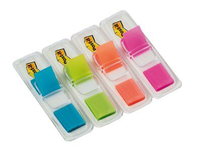 Post-it® Index Mini  683-4ABP, 11.9x 43.2mm, limonengrün, orange, pink, türkis, 4 x 35 Haftstreifen im Spender