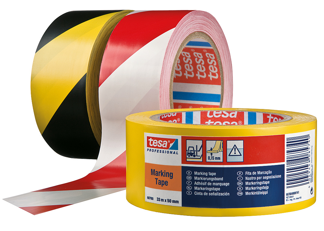 tesa 60760 Bodenmarkierung, 33m x 50mm, schwarz-gelb