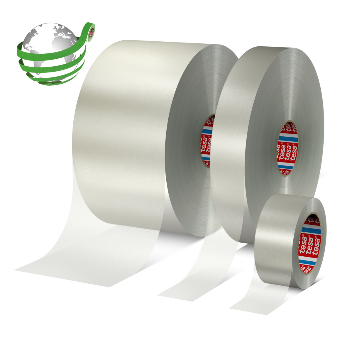 tesa 60412 Packband aus recyceltem Polyester rPET, 990m x 150mm, transparent