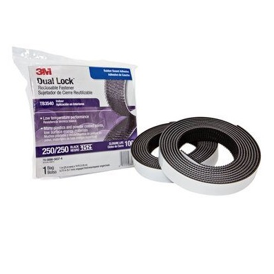 3M™ Dual Lock™ Flexibler Druckverschluss SJ354-Serie, SJ3540, Schwarz, 12 mm x 45.7 m, 5.7 mm, 40 Köpfe/cm², Innenbereich